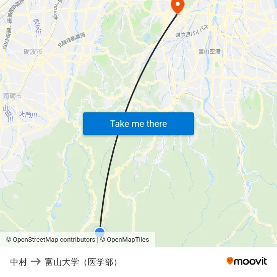 中村 to 富山大学（医学部） map