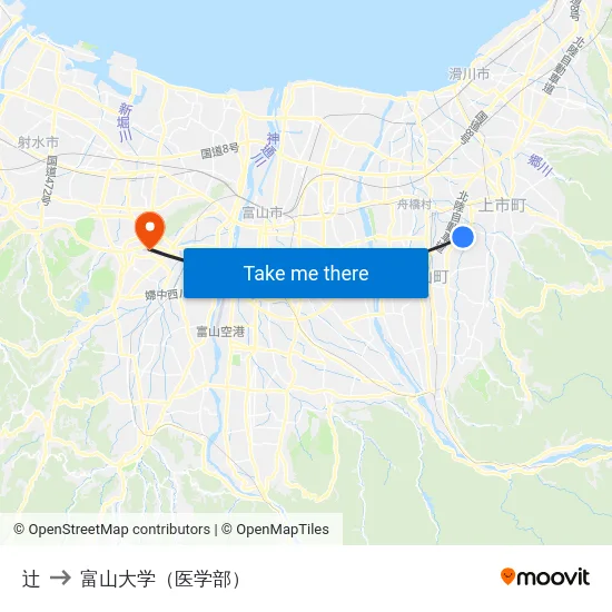 辻 to 富山大学（医学部） map