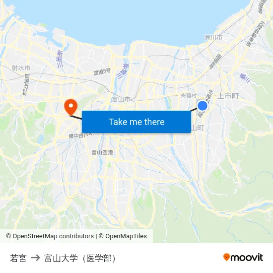 若宮 to 富山大学（医学部） map