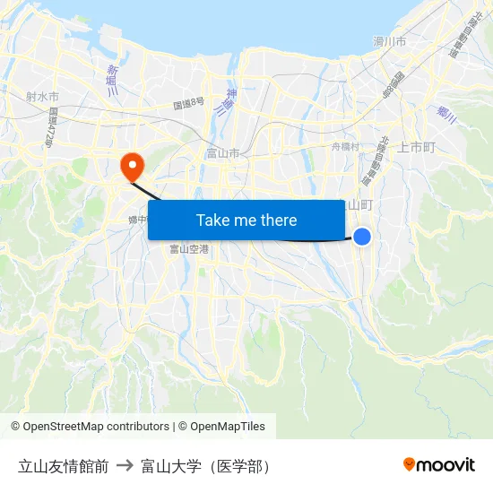 立山友情館前 to 富山大学（医学部） map