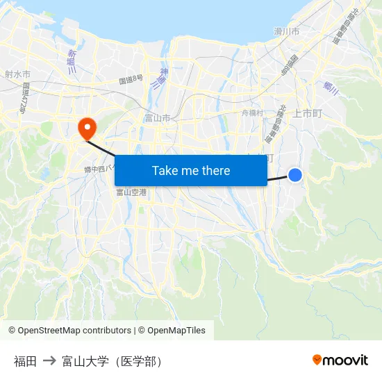 福田 to 富山大学（医学部） map