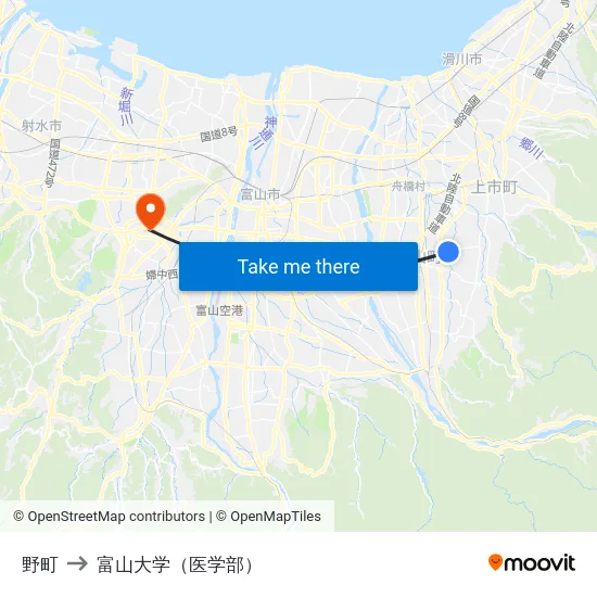 野町 to 富山大学（医学部） map