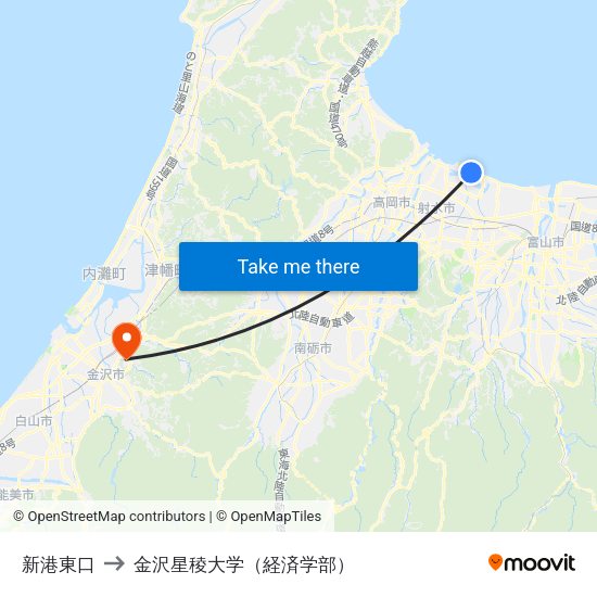 新港東口 to 金沢星稜大学（経済学部） map