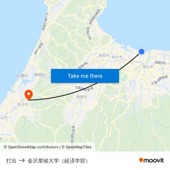 打出 to 金沢星稜大学（経済学部） map
