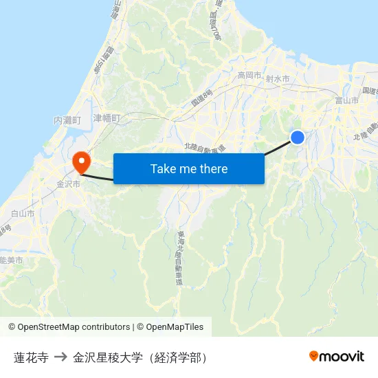 蓮花寺 to 金沢星稜大学（経済学部） map