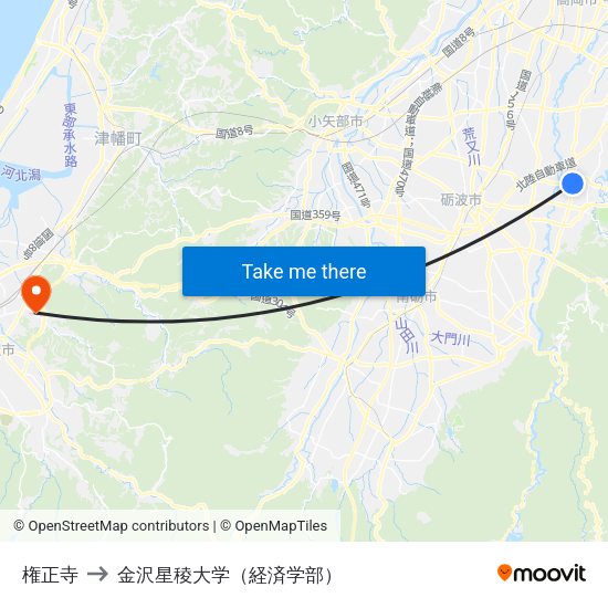 権正寺 to 金沢星稜大学（経済学部） map
