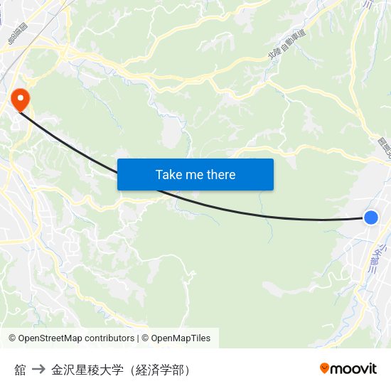 舘 to 金沢星稜大学（経済学部） map
