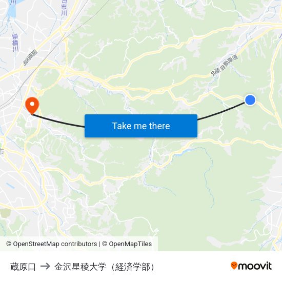 蔵原口 to 金沢星稜大学（経済学部） map
