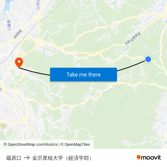 蔵原口 to 金沢星稜大学（経済学部） map
