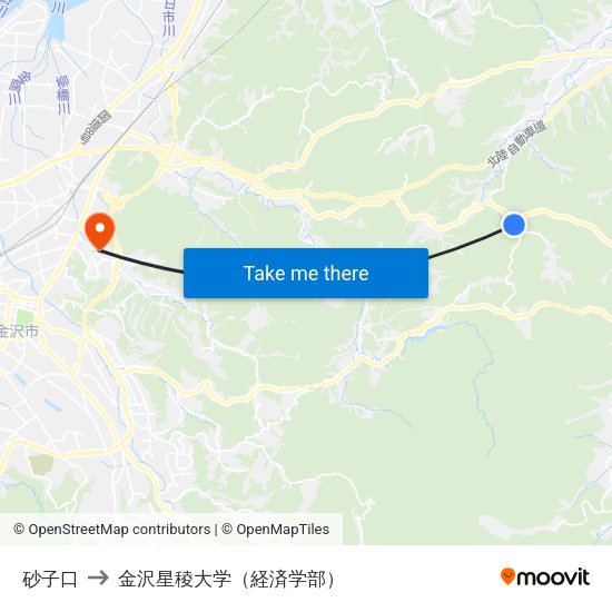 砂子口 to 金沢星稜大学（経済学部） map