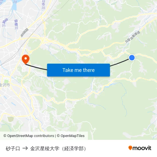 砂子口 to 金沢星稜大学（経済学部） map