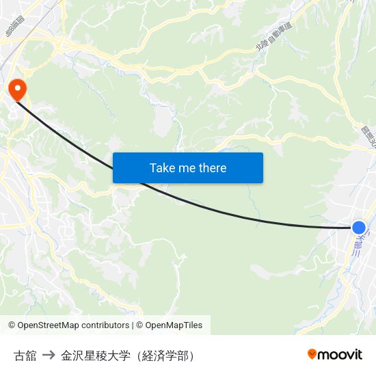 古舘 to 金沢星稜大学（経済学部） map