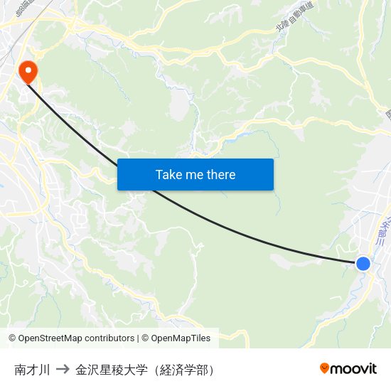 南才川 to 金沢星稜大学（経済学部） map