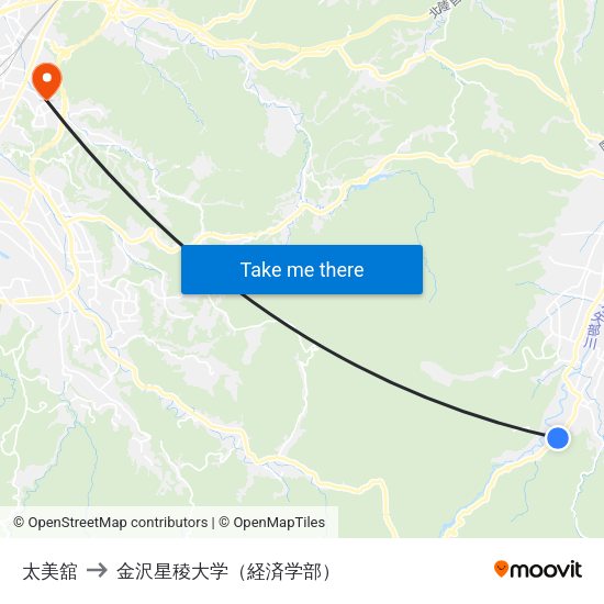 太美舘 to 金沢星稜大学（経済学部） map