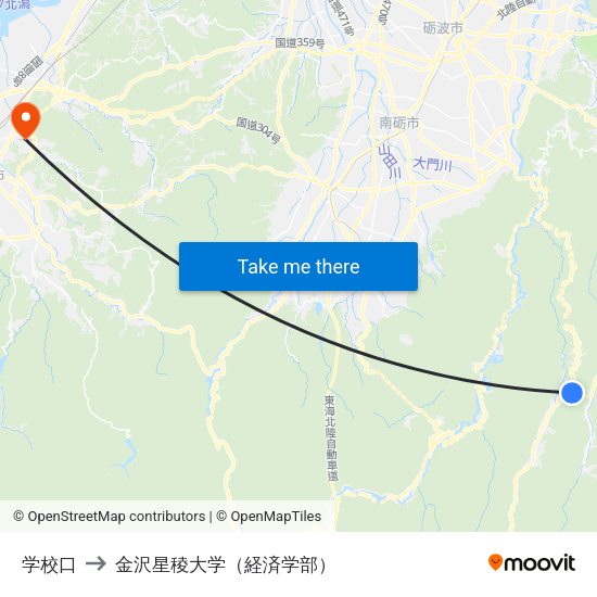 学校口 to 金沢星稜大学（経済学部） map