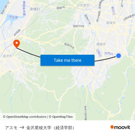 アスモ to 金沢星稜大学（経済学部） map