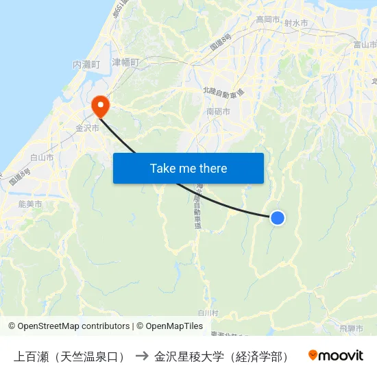 上百瀬（天竺温泉口） to 金沢星稜大学（経済学部） map