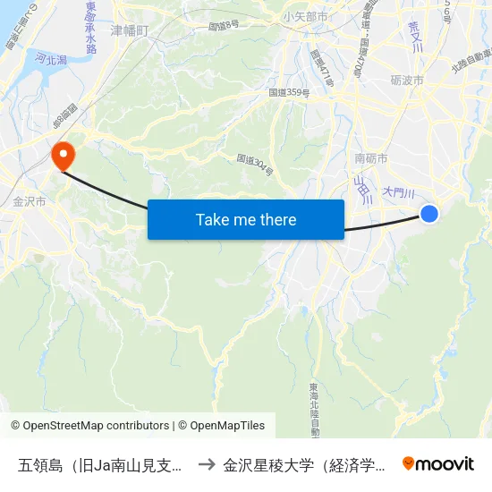 五領島（旧Ja南山見支店） to 金沢星稜大学（経済学部） map