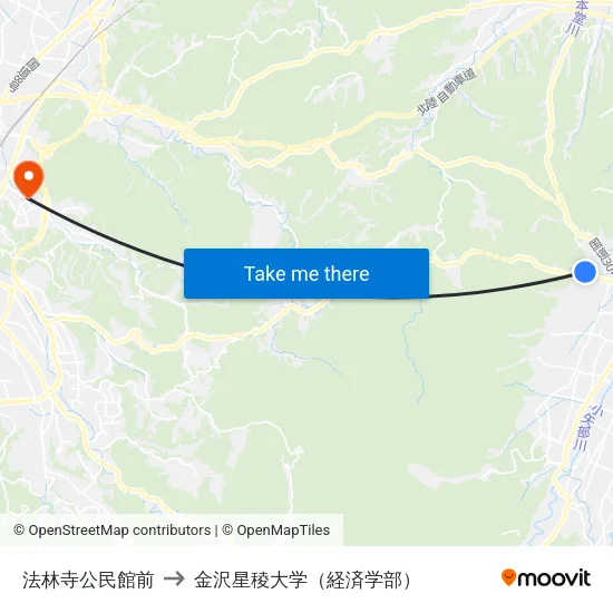 法林寺公民館前 to 金沢星稜大学（経済学部） map