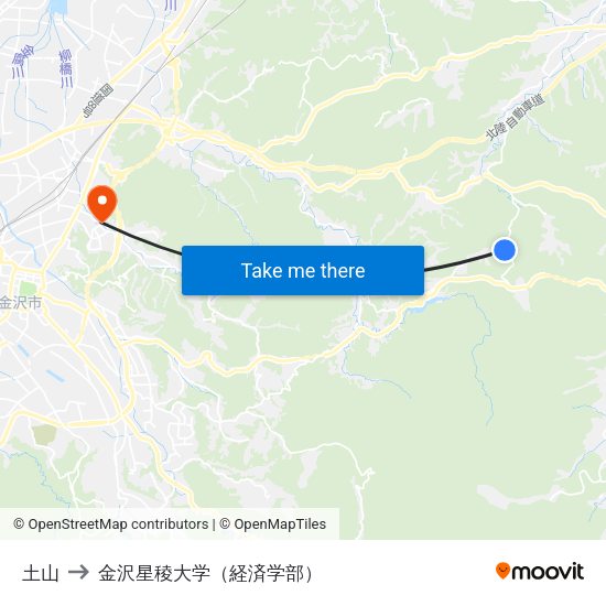 土山 to 金沢星稜大学（経済学部） map
