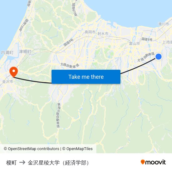 榎町 to 金沢星稜大学（経済学部） map