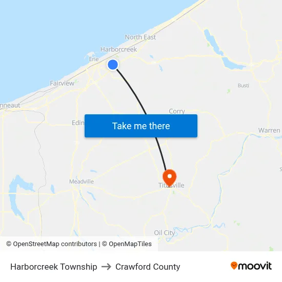 Harborcreek Township to Crawford County map