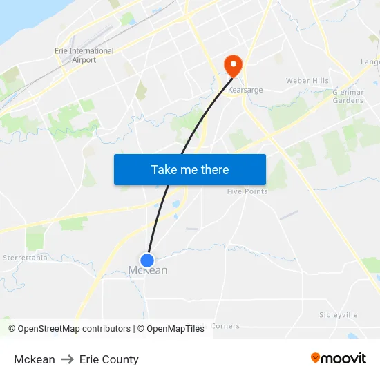 Mckean to Erie County map
