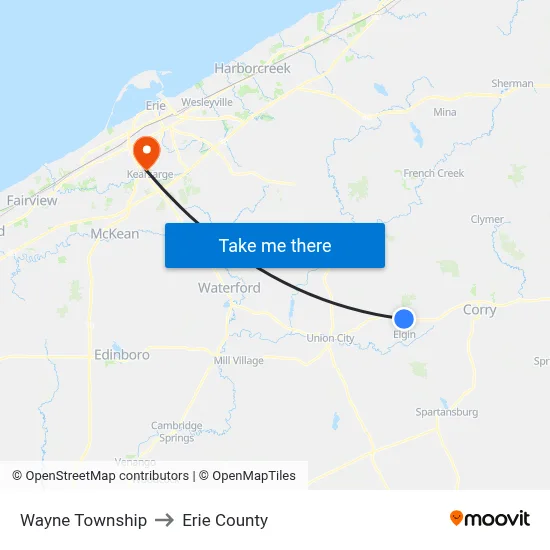 Wayne Township to Erie County map