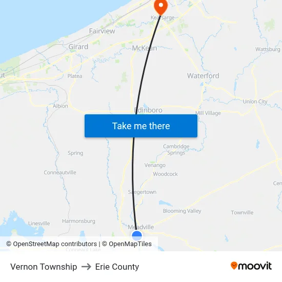Vernon Township to Erie County map