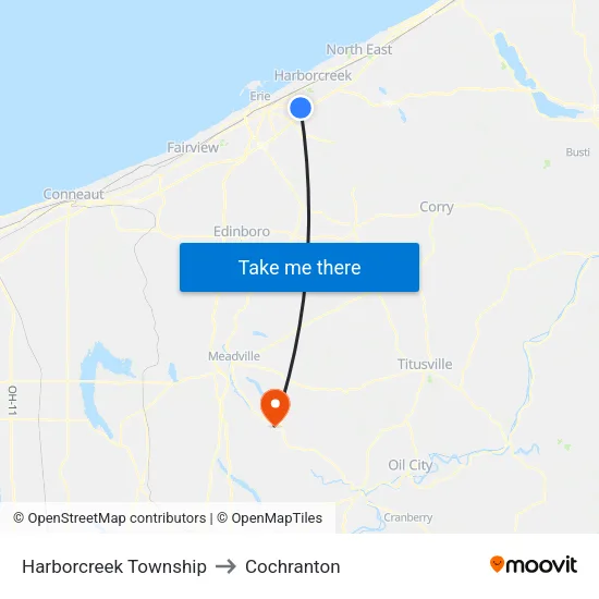 Harborcreek Township to Cochranton map