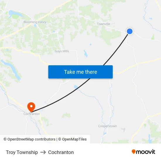 Troy Township to Cochranton map