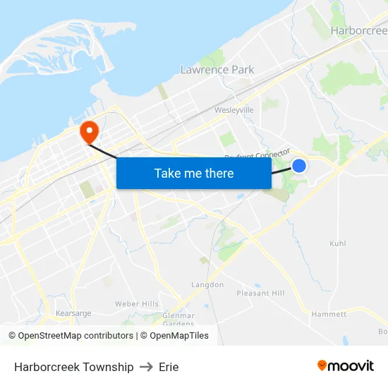 Harborcreek Township to Erie map