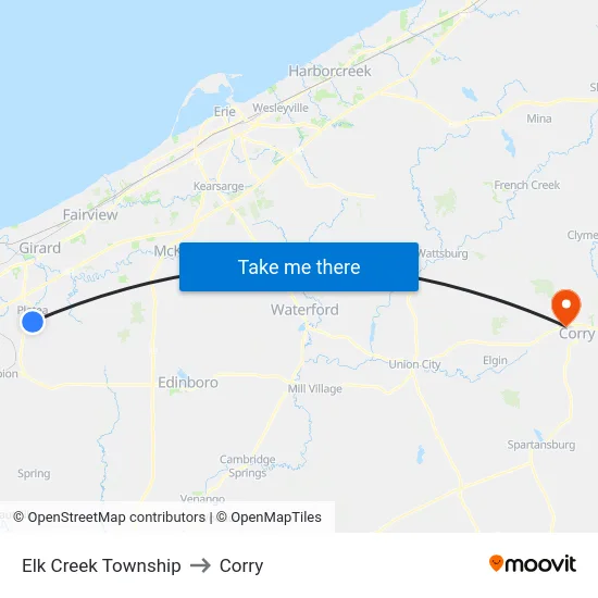 Elk Creek Township to Corry map