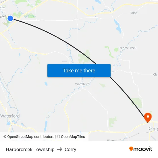 Harborcreek Township to Corry map