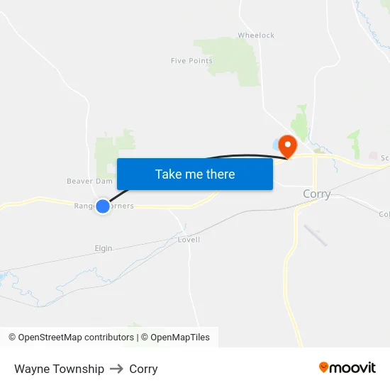 Wayne Township to Corry map