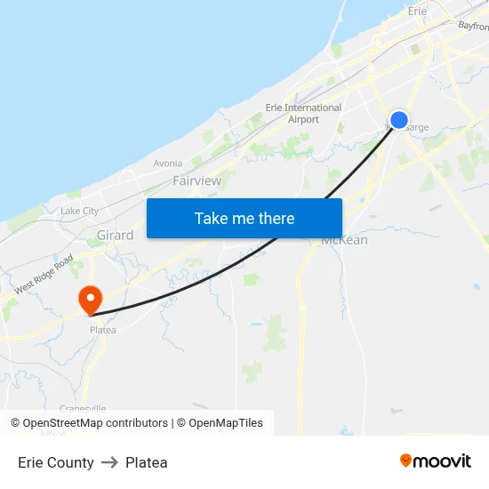 Erie County to Platea map