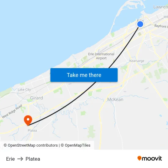 Erie to Platea map