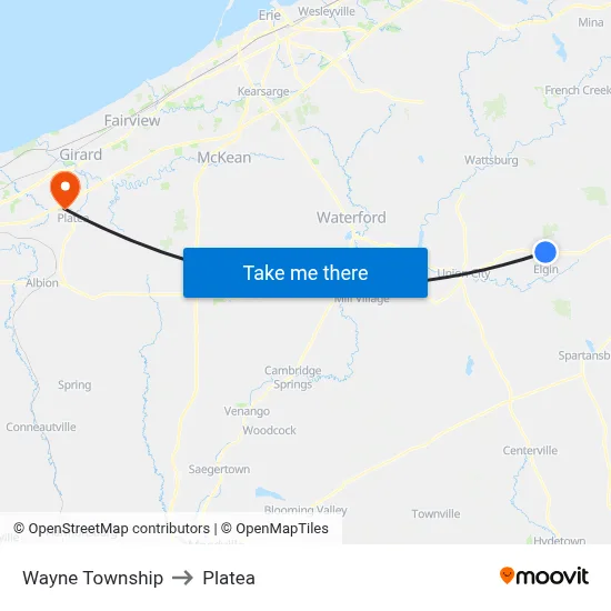 Wayne Township to Platea map