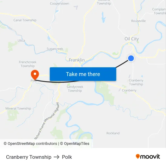 Cranberry Township to Polk map