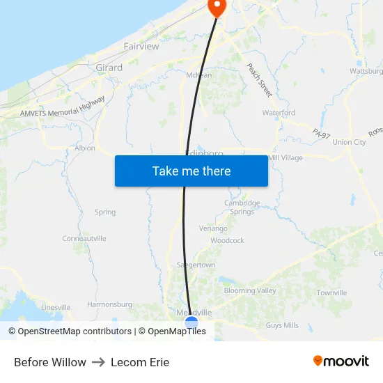 Before Willow to Lecom Erie map