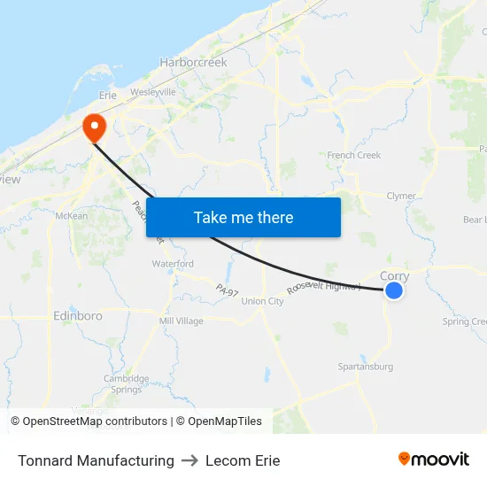 Tonnard Manufacturing to Lecom Erie map
