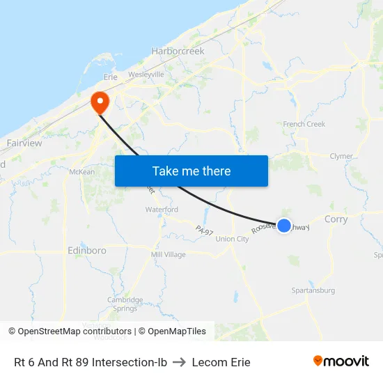 Rt 6 And Rt 89 Intersection-Ib to Lecom Erie map