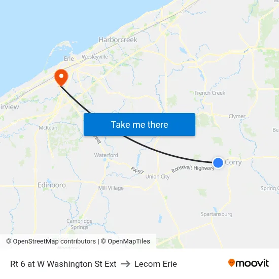 Rt 6 at W Washington St Ext to Lecom Erie map