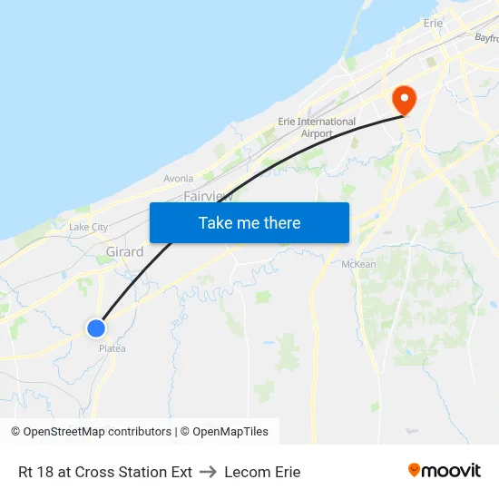 Rt 18 at Cross Station Ext to Lecom Erie map