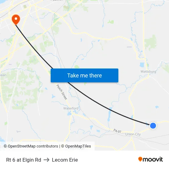 Rt 6 at Elgin Rd to Lecom Erie map