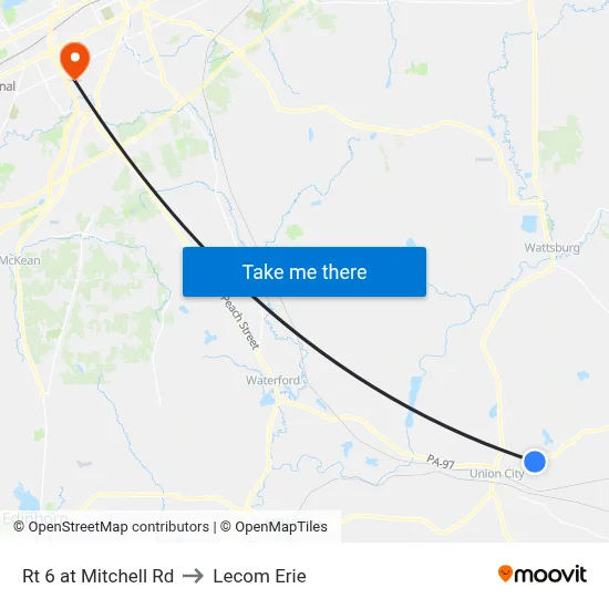 Rt 6 at Mitchell Rd to Lecom Erie map