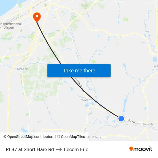 Rt 97 at Short Hare Rd to Lecom Erie map