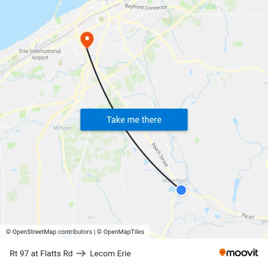 Rt 97 at Flatts Rd to Lecom Erie map