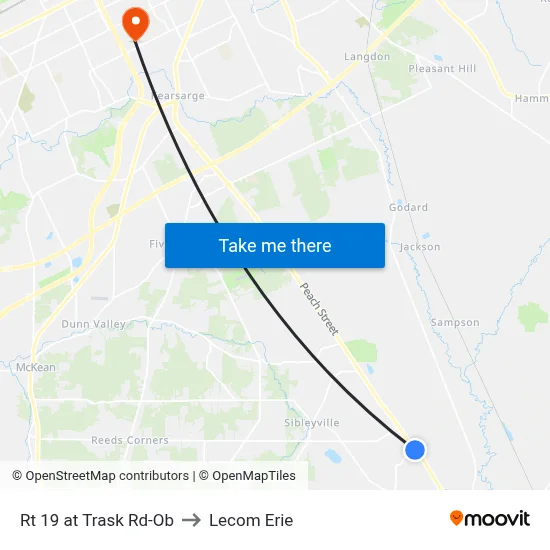 Rt 19 at Trask Rd-Ob to Lecom Erie map