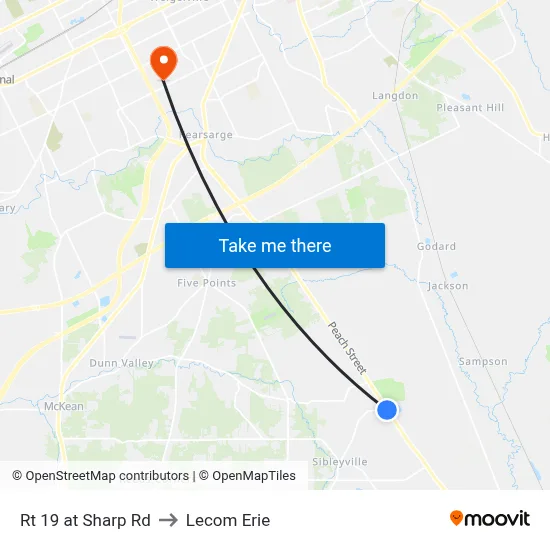 Rt 19 at Sharp Rd to Lecom Erie map